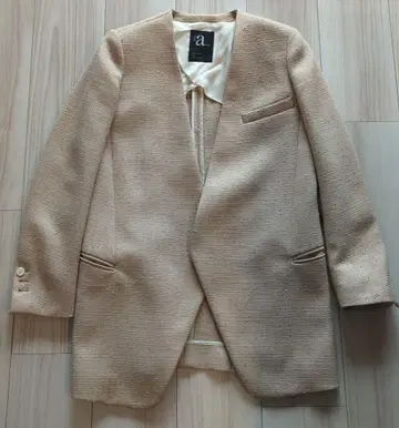 NOBLE 노카라 자켓 베이지 오피스 코디