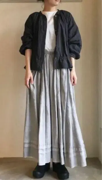 네스트로브 개더 플레어 스커트 롱 기장