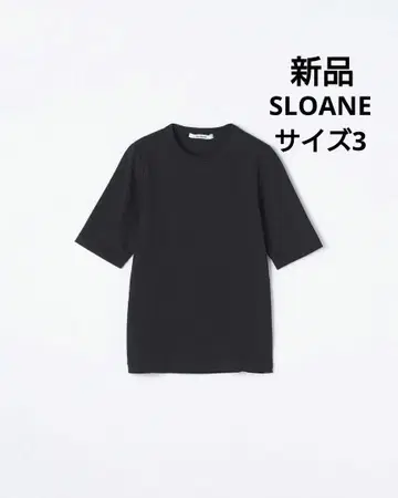 새상품 SLOANE 슬로우 리브 5부 소매 크루넥 티셔츠 블랙