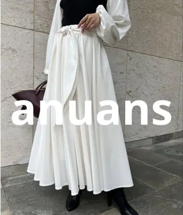 anuans 플레어 스커트 SMALL 화이트 여성용
