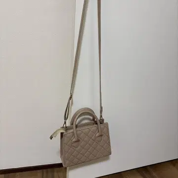 핑크 베이지 퀼팅 숄더백 미니