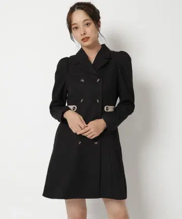 REDYAZEL 파워숄더 더블 버튼 미니 원피스