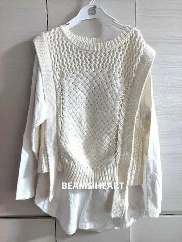 BEAMS HEART 니트 베스트 레이어드 새상품급