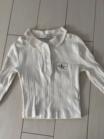 Calvin Klein Jeans 긴팔 피케 셔츠 아이보리