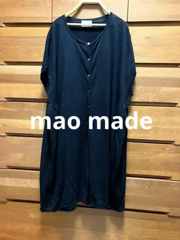 mao made 블랙 니트 가디건 튜닉 프렌치 슬리브 마오메이드