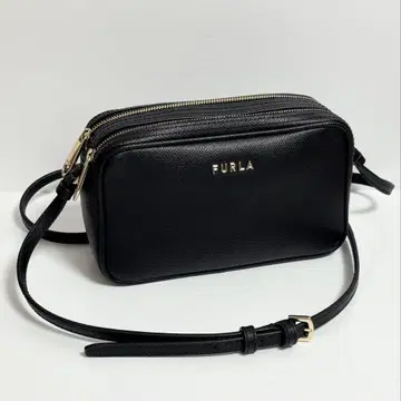 FURLA 훌라 숄더백 더블 지퍼 블랙 가죽