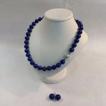 라피스 라줄리 목걸이 귀걸이 세트 42cm