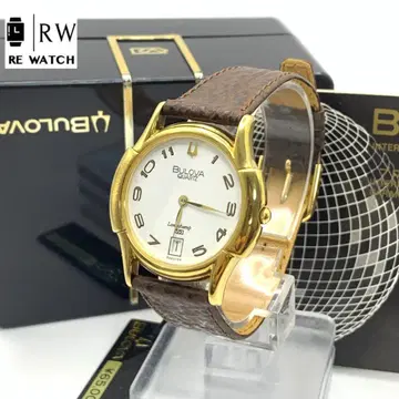 R7-3706 Bulova 쿼츠 손목시계 골드/브라운