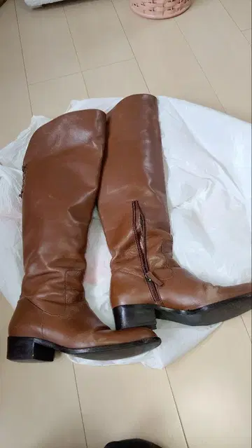 2way 브라운 가죽 롱 부츠