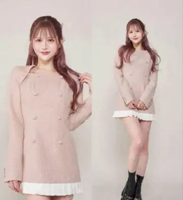 Darich 다리치 플리츠 도킹 트위드 미니 원피스