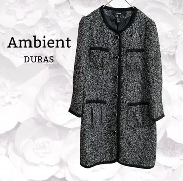 앰비언트 ] 노카라 자켓 코트 롱  [ S ] 블랙 트위드