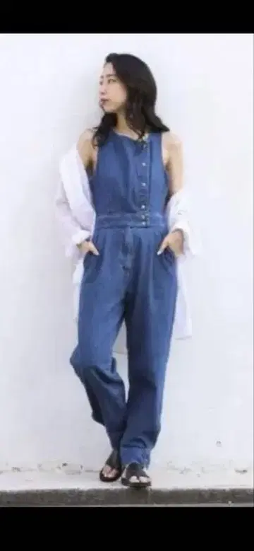 시마론 백 크로스 살로펫 크로스 데님 블루 크로스 백 오버롤
