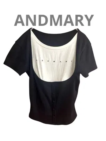 ANDMARY 버튼 반팔 T셔츠 블랙/화이트 새상품급