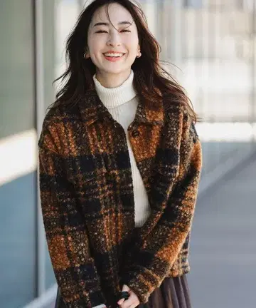 BEAMS 체크 CPO 블루종