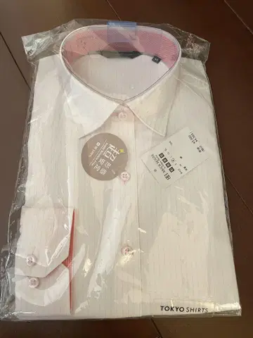 TOKYO SHIRTS 화이트 셔츠, 핑크 스트라이프 M 사이즈