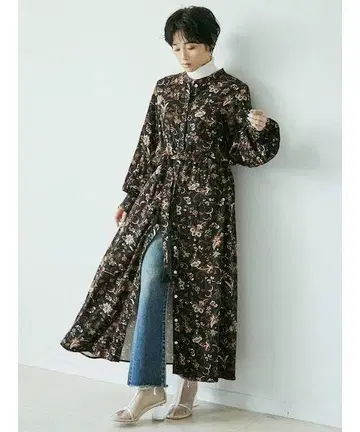 [언그리드] 꽃무늬 롱 셔츠