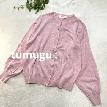 [컨디션 최상] tumugu: 츠무구 가디건 핑크 티셔츠 코튼