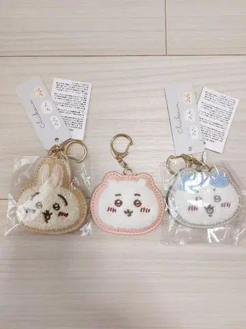치이카와 (먼작귀) 하치와레 토끼 복슬복슬 와펜 키링 세트