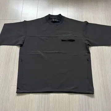 포켓 부착 라운드넥 T셔츠 L 블랙
