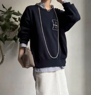 doudou 사가 자수 니트 와펜