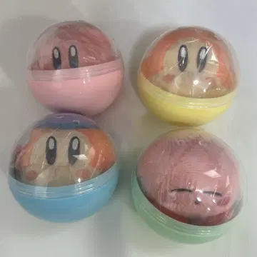 커비 앉은 봉제 인형 캡슐 4개 세트