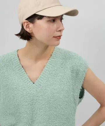 BABYLONE 니트 스웨터 네프 텐지쿠 V넥 풀오버 라임