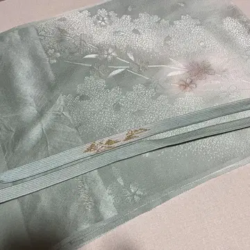 연한 녹색 꽃무늬 오비 장식 천 허리띠 세트