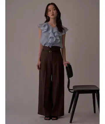 러그나문 바이컬러 벨트 팬츠 다크 브라운 S