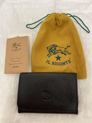 [ 미사용품 ] IL BISONTE 명함지갑 블랙 가죽