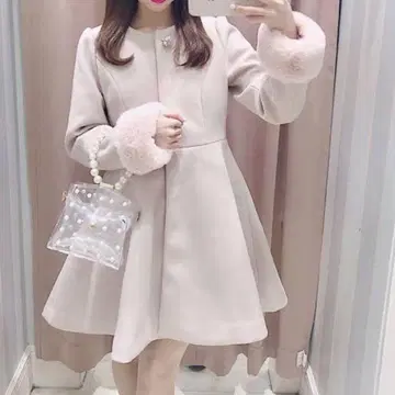 evelyn 비쥬 플레어 코트 핑크