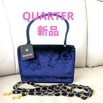 새상품급 QUARTER 벨벳 파티백 숄더 2way 네이비