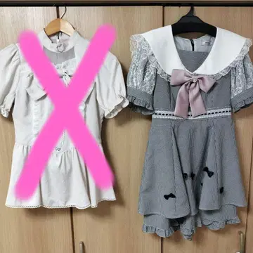 Ank Rouge 프티 리본 깅엄 콤비네존