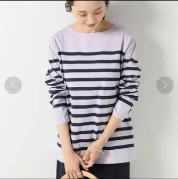 이에나 SUVIN COTTON 보더 BIG 풀오버 라이트 퍼플 새상품급