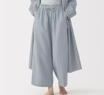무인양품 여성 후와리 시보 거즈 롱 팬츠 라이트 블루