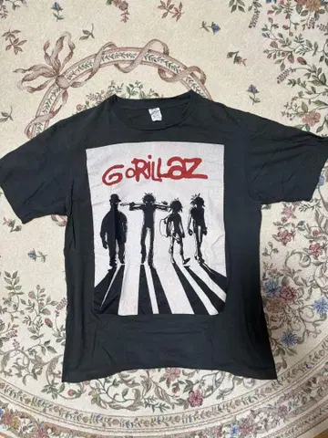 90s GORILLAZ 반팔 티셔츠 밴드 티셔츠 양면 프린트 락밴드