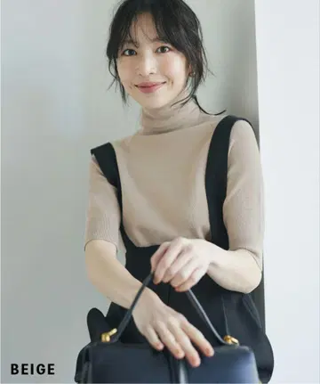 [ 새상품 미사용 ] 베이스먼트 반팔 터틀넥 니트 베이지