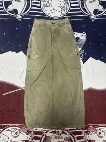 Lee 초와이드 와이드 카고 팬츠 배기 루즈 90s 00s 카키
