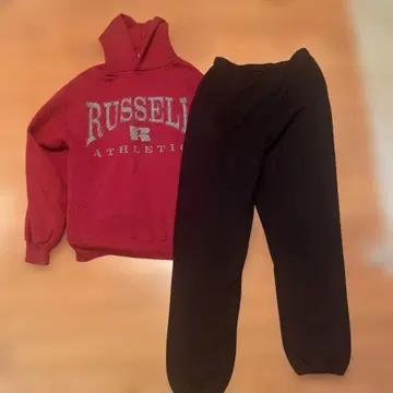 RUSSELL 레드 후드티 & 팬츠