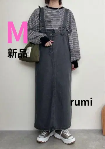 [ 새상품 ] 시마무라 rumi 데님 점프 스커트 M 사이즈 중블랙 블랙