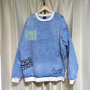 ZARA 자라 데미지 데님 그래픽 트레이닝복
