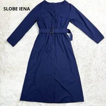 [새상품급] SLOBE IENA 벨트 셔츠 원피스 네이비 슬로브 이에나