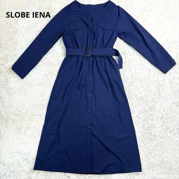 [새상품급] SLOBE IENA 벨트 셔츠 원피스 네이비 슬로브 이에나
