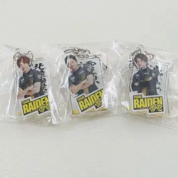 M리그 TEAM RAIDEN 번개 아크릴 키링 3개 세트 미사용