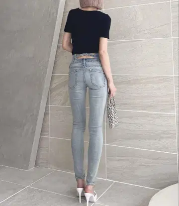 GYDA 하이웨스트 크로스 스키니 데님 L