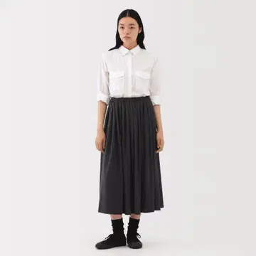 MUJI Labo 저지 플리츠 스커트 차콜 그레이