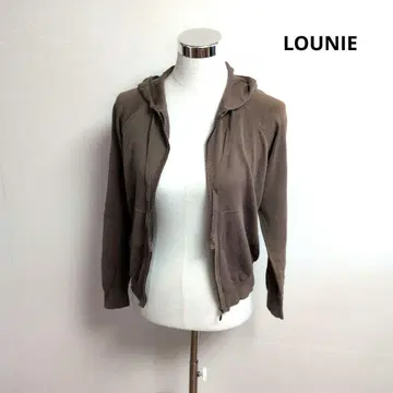 루니 LOUNIE 브라운 후드 부착 집업 후드티 프리 사이즈