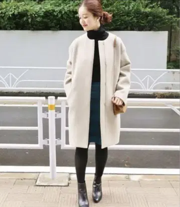 IENA 이에나 램스울 노카라 코쿤 코트 36 내추럴