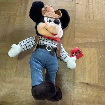 빈티지 미키 봉제 인형 디즈니랜드 웨스턴 카우보이 레어