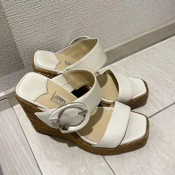 JIMMY CHOO 화이트 웨지 샌들