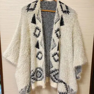 JEANASIS 프린지 가디건 화이트/블랙